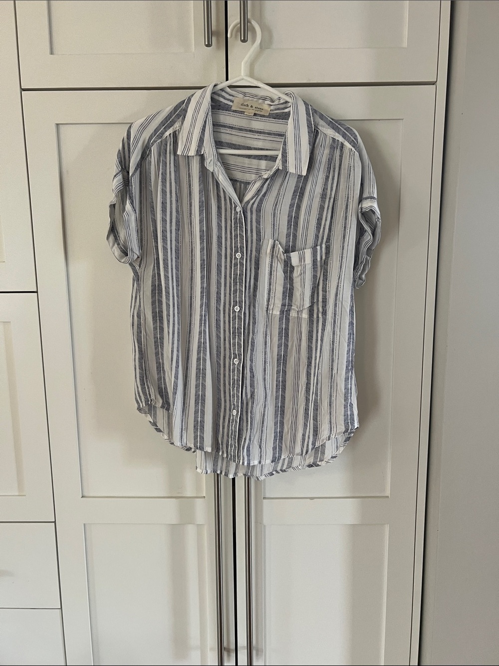 cloth & stone Striped Button-Up Shirt - Navy & White